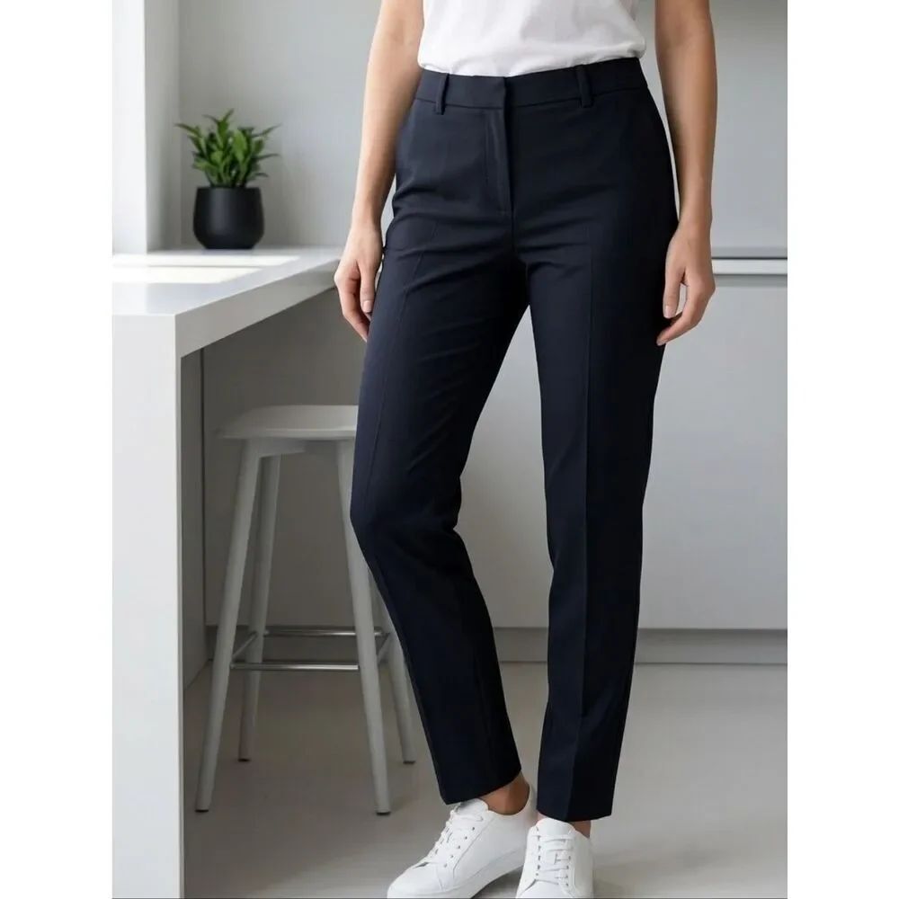 Land's End Women's Slim Fit Wool Blend Solid Black Work School Uniform Pants 6